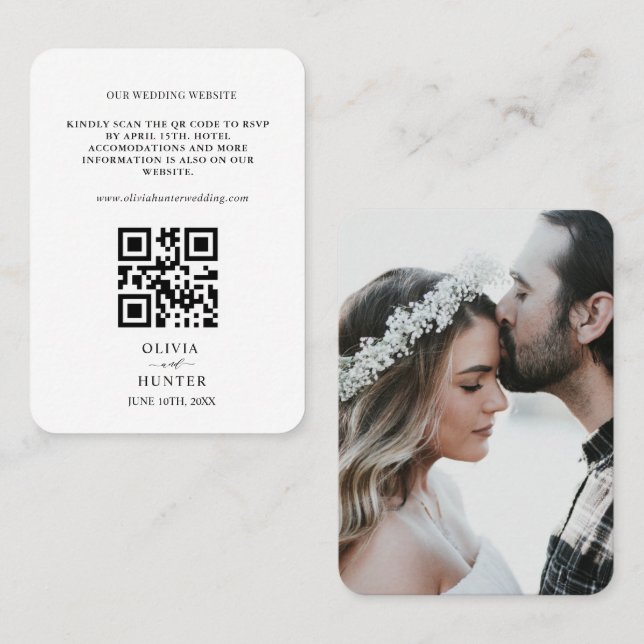 Visite Carte de boîtier du site Web Mariage RSVP de code  (Devant / Derrière)