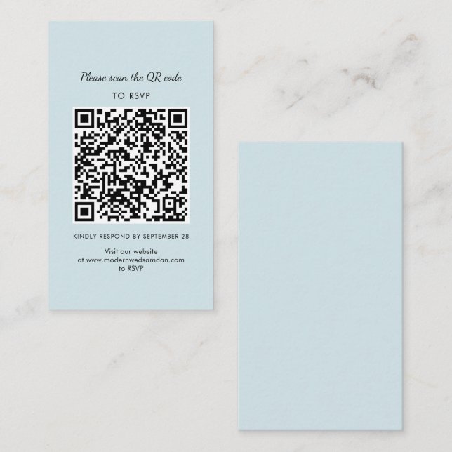 Visite Carte de boîtier Mariage RSVP QR simple (Devant / Derrière)