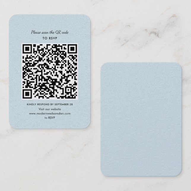 Visite Carte de boîtier RSVP de mariage de code QR modern (Devant / Derrière)