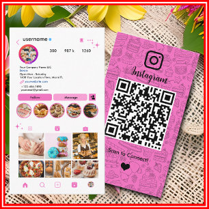 Visite Carte de boulangerie Instagram Chef gâteau rose et