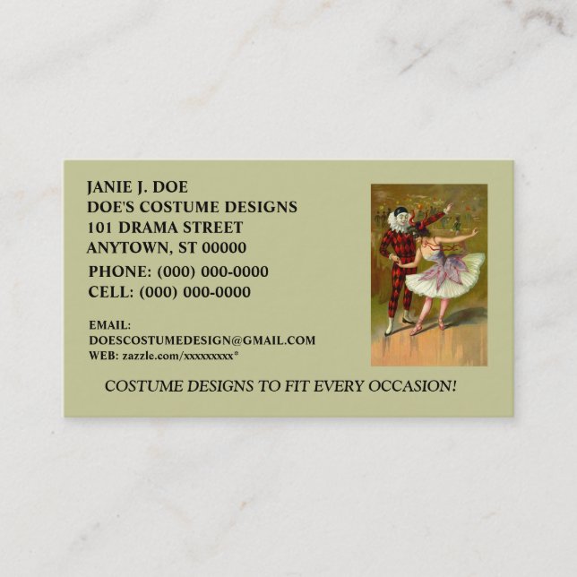 VISITE CARTE DE ~BUSINESS DE COSTUMIER DE ~ DE BOUTIQUE (Devant)