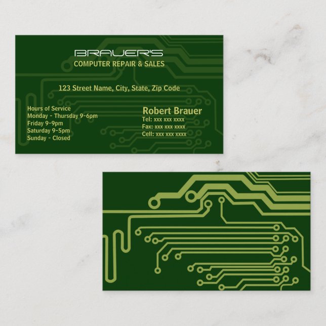 Visite Carte de circuit électrique vert (Devant / Derrière)