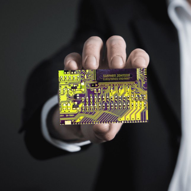 Visite Carte de circuit imprimé moderne vert Code QR pers (Créateur téléchargé)