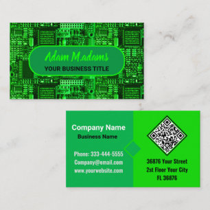 Visite Carte de circuit imprimé professionnel vert Code Q