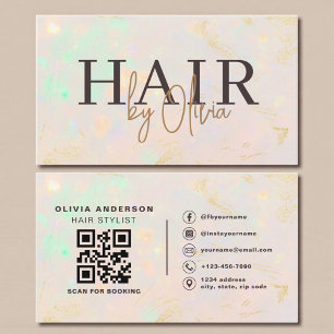 Visite Carte de coiffeur moderne Opal QR Code