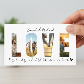 Visite Carte de collage photo LOVE personnalisée pour cou