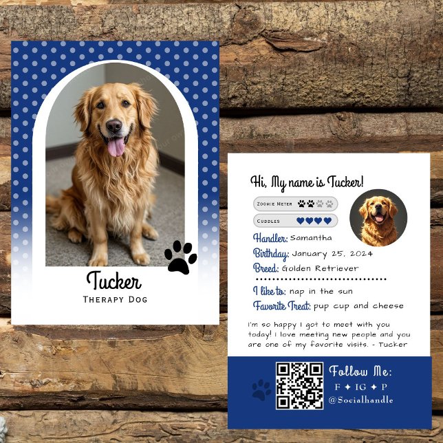 Visite Carte de commerce de chien de thérapie Code QR ble (Créateur téléchargé)