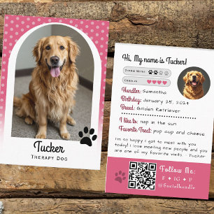 Visite Carte de commerce de chien de thérapie Code QR ros