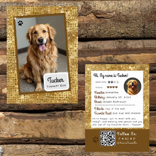 Visite Carte de commerce de chien de thérapie Gold Sparkl