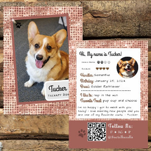 Visite Carte de commerce de chien de thérapie Rose Paille