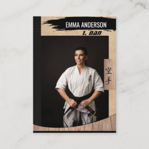 Visite Carte de commerce Rustic Karate Black Belt Wood