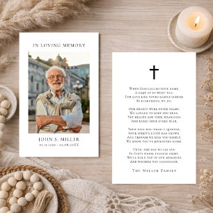Visite Carte de condoléances avec photo et prière funérai