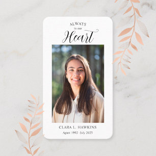 Visite Carte de condoléances avec photo pour funérailles 