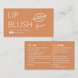 Visite Carte de conseils de soins après tatouage de blush