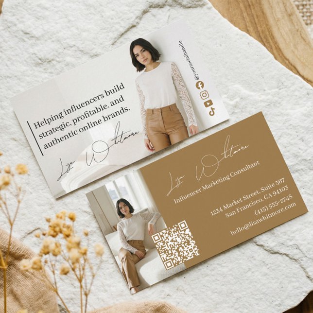 Visite Carte de consultant en marketing d'influence de lu (Luxury Influencer Marketing Consulting QR Code Business Card)
