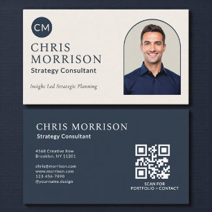 Visite Carte de consultant en stratégie Code QR Bleu mari