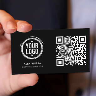 Visite Carte de contact avec code QR scannable - Noir et 