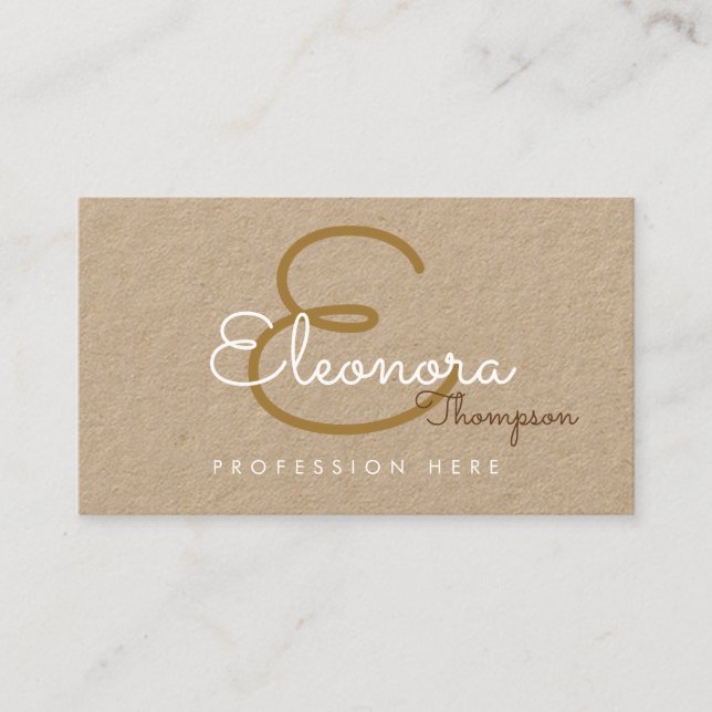 Visite carte de contact pro / monogramme original sur kra (Devant)