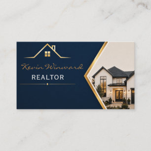 Visite Carte de courtier immobilier Bleu Or