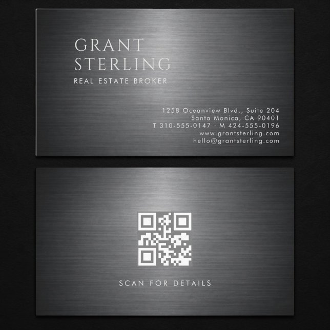 Visite Carte de courtier immobilier Code QR métallisé (Créateur téléchargé)