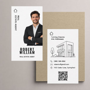 Visite Carte de courtier immobilier moderne QR photo blan