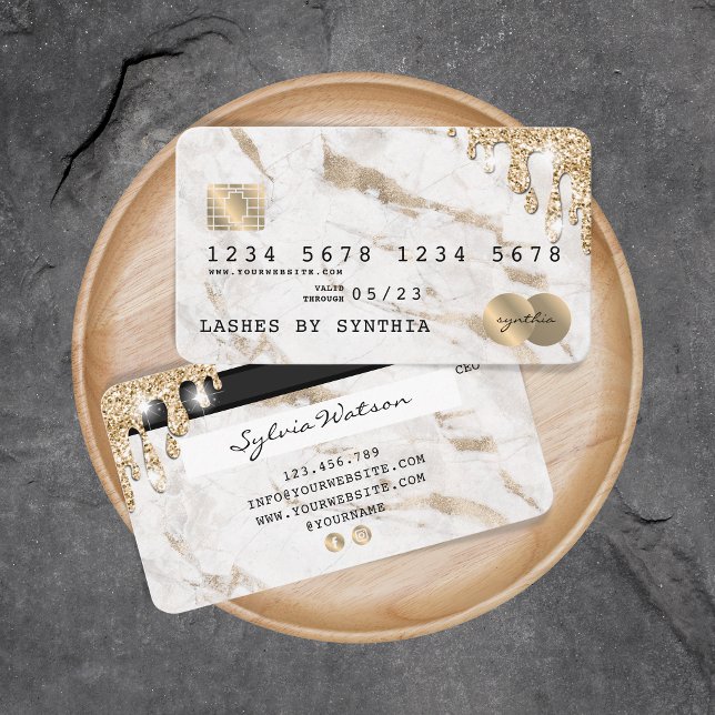 Visite Carte de crédit à séchage stylisé Marbre d'or (Créateur téléchargé)