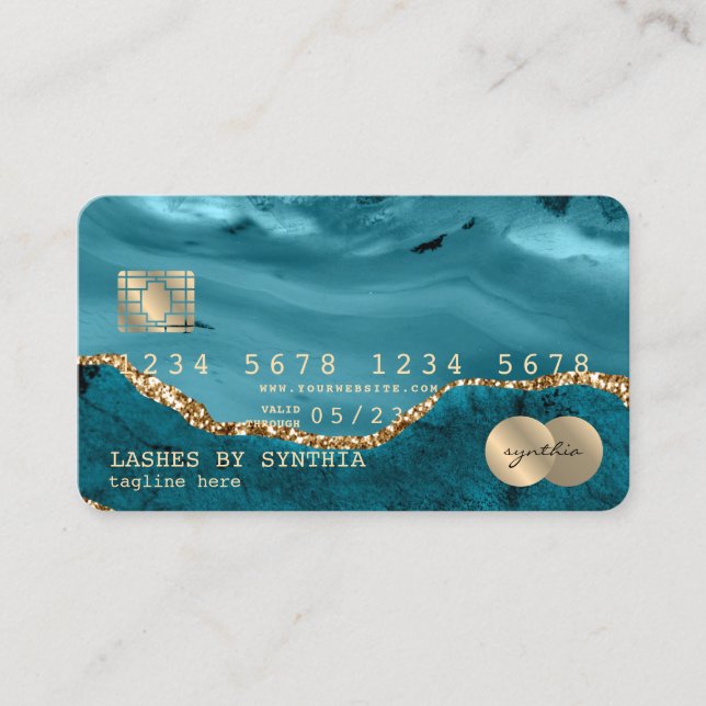 Visite Carte de crédit Agate Turquoise Styled ajouter le  (Devant)