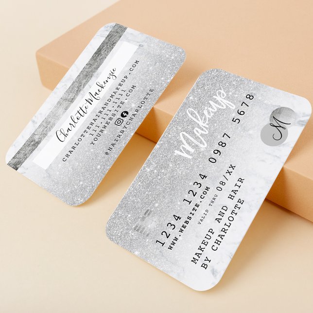 Visite Carte de crédit argent parties scintillant marbre  (Créateur téléchargé)