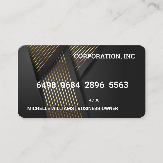 Visite Carte de crédit | Arrière - plan Black Gold (Devant)
