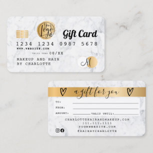 Visite Carte de crédit blanc marbre or carte cadeau