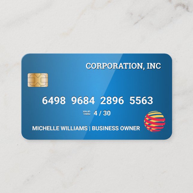 Visite Carte de crédit | Bleu brillant (Devant)