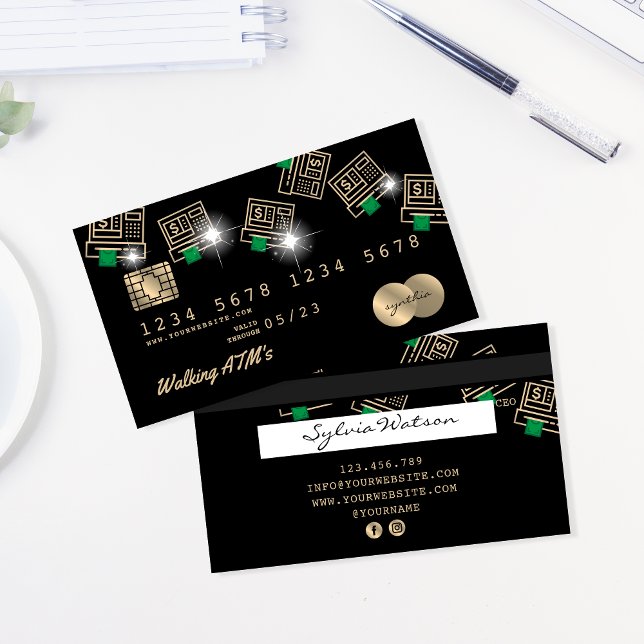 Visite Carte de crédit Carte de crédit Stylisée ATM argen (Créateur téléchargé)