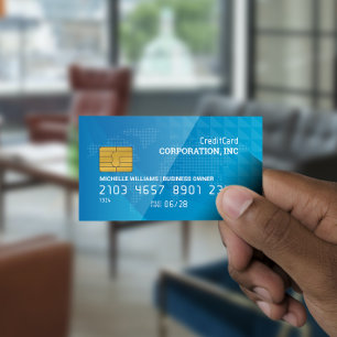 Visite Carte de crédit   Carte du monde   Bleu géométriqu