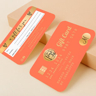 Visite Carte de crédit corail orange feuille or carte cad