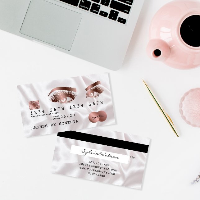 Visite Carte de crédit en style Rose Gold avec de longs c (Créateur téléchargé)