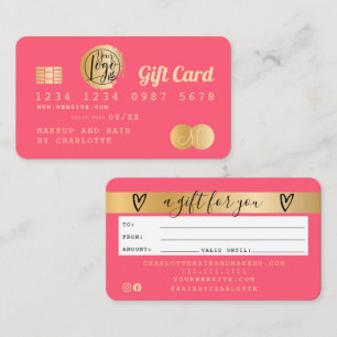 Visite Carte de crédit feuille or rose carte cadeau