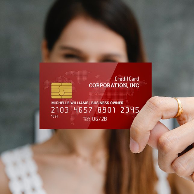 Visite Carte de crédit | Gloss rouge | Carte du monde (Créateur téléchargé)