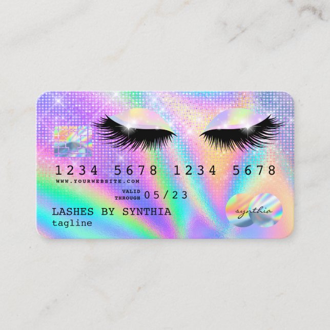Visite Carte de crédit Holograph Modern Eyes Lashes (Devant)