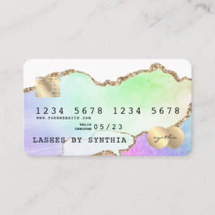 Visite Carte de crédit Holograph Pastel rainbow agate uni