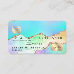 Visite Carte de crédit Holograph Pastel rainbow agate uni