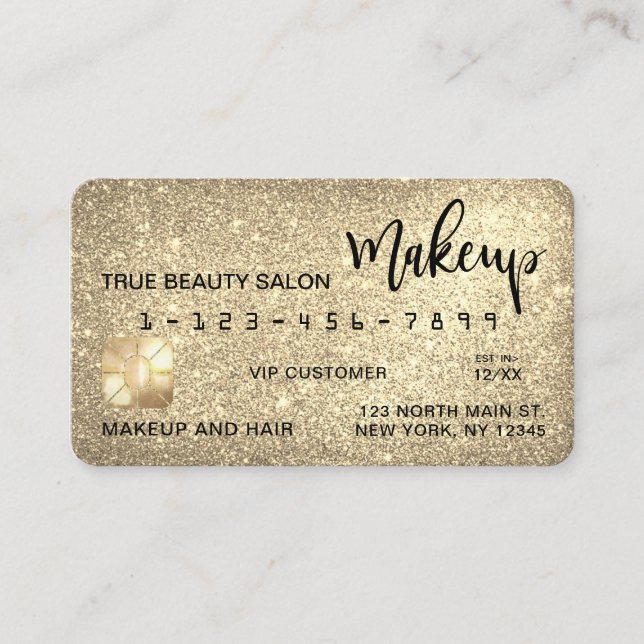 Visite Carte de crédit Maquillage de Parties scintillant  (Devant)