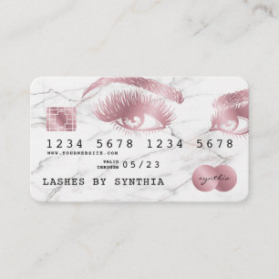 Visite Carte de crédit Marbre blanc stylisé Rose or