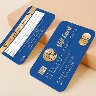 Visite Carte de crédit moderne feuille d'or bleu carte ca