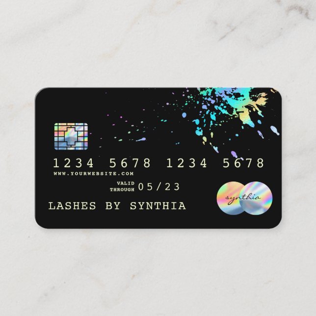 Visite Carte de crédit moderne Holograph Splash (Devant)