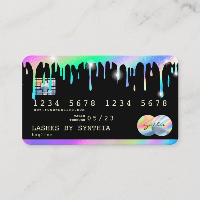 Visite Carte de crédit moderne Holographic Drips (Devant)
