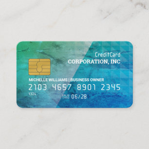 Visite Carte de crédit   Motif géométrique   Vert bleu