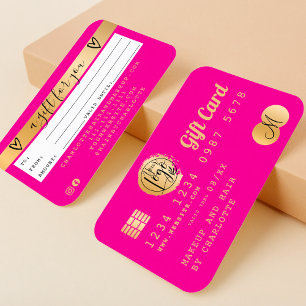 Visite Carte de crédit neon rose or feuille cadeau carte