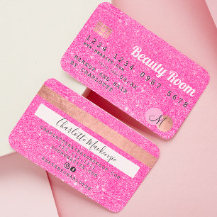 Visite Carte de crédit néon rose parties scintillant beau