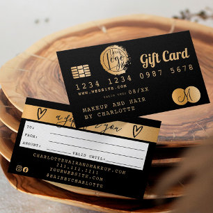 Visite Carte de crédit noir feuille d'or carte cadeau