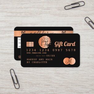 Visite Carte de crédit noir rose feuille d'or carte cadea